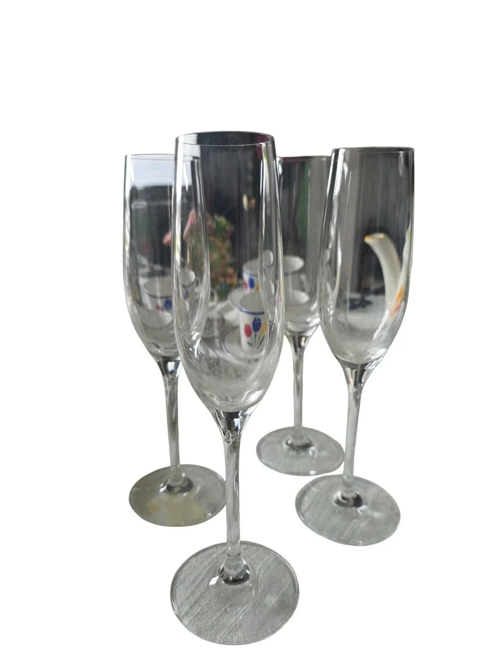 Clear Glass Champagne Flutes - Set of 4